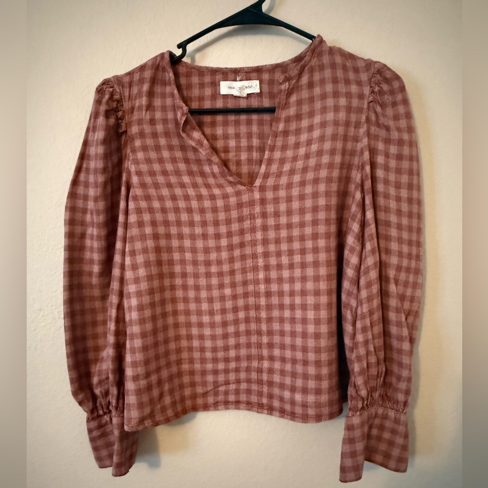 Treasure & Bond Checkered Mauve Blouse